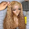 4x4 Lace Closure Wig Honey Brown Blonde Colored Kinky Curly Human Hair Wigs for Women Pre-Plucked Clearance Sale Lowest Price