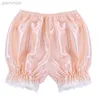 Shorts Damen Mädchen Spitzensaum Glänzende Kürbisshorts Dehnbarer Stoff Vintage Viktorianische Hose Sicherheitskurze Hose ldd240312