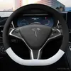 Microfiber Leather Car Steering Wheel Cover 38cm for Tesla All Models 3 S Y X Auto Interior Accessories styling Y1129269A
