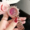 2024 Brand Watches Women Girl Diamond Crystal 3 Dials Style Metal Steel Band Quartz Wrist Watch GS 44