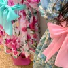 Blumenmädchenkleid Frühling Kinder Casual Lange Ärmel Mode Klassische Sommertuch Vestidos für 19T Kinder Outfit 240228