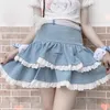 Skirts Casual Japanese Kawaii Mini Women Bandage Lace Sweet Cute Female Fluffy Pretty Princess Lolita Summer