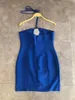 Casual Dresses Chic Women Celebrity Blue Mini Bandage Dress Crystal Star Halter Bodycon Evening Club Party