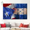 Målningar Puerto Rico och Honduras flagga Multi Panel 3 Piece Canvas Wall Art Home Decoration Oil Målning341e