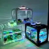 Akvarier Desktop Aquarium Fish Tank med Light Battery Type Small Supplies270e