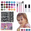 Tattoo Inks 30 Colors Glitter Kit With Stencil Glue Brush Makeup Body Art For Kids Adts Painting Powder Drop Delivery Health Beauty Ta Otazn