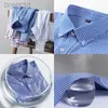 Men's Polos New High Quality Cotton Shirts Business Casual Button Lapel Sleeve Shirt Breathable Lattice Work Shirt ldd240312