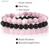 Bracciale in pietra naturale con perline 8mm 3 pezzi / set Quarzo rosa Opale Turchese Ametiste Ematite Diaspri Braccialetti per donna Uomo GioielliL24213