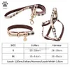 Steg i hund Harness Designer Dogs Collar Leases Set Classic Plaid Leather Pet Leash For Small Medium Dogs Cat Chihuahua Bulldog P206U