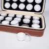 Loose Gemstones smycken Display Box Beads Organizer Container Round Gem Pu Leather Diamond Exhibition Lagring Bärande fodral 240309