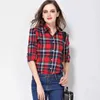 Blusas femininas camisas 2023 nova camisa xadrez de algodão fino estilo fege blusas femininas longo sle flanela camisa blusas senhora elegante topos roupasl24312