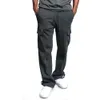 Herren Casual Hosen Y2k Jogginghose Multi Pocket Cargo Hip Hop Streetwear Sweatpant Einfarbig Gerade Kordelzug Hosen 240305