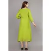 Ethnische Kleidung Baumwolle Damen Solid Kleid Plain Frock Green Gown Casual Long Robe Suit