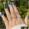 Rings Jewelry Little Daisy Moon Love Copper Micro Set Zircon Womens Ring R084 Drop Delivery Dhe2Z