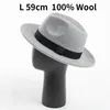 Chapeau Fedora en laine noire écrasable pour hommes et femmes, grande taille, pour fête de mariage, église, chapeau chaud d'hiver, Jazz, Top pur, 2023, 240229