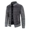 Erkek kazakları yastıklı kazak ceketi büyük boyutlu ince ceket stand-up patchwork hırka kış