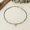 Blue Apatite pärlstav halsband djävul ängelens ögonhänge naturliga turkos krage kedja halsband halsband