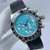 AA Mens watch high quality moissanite watch Light blue luxury automatic machinery diamond watch Diamond inlaid in the middle of the strap montre