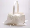 2019 Flower Girl Baskets for Weddings Beige Satin Ribbon Flower Basket Sets 22cm23cm Fast 2083128