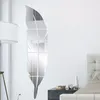 Acrylic Feather Mirror Sticker 3D Art Removable Wall Stickers Creative DIY Dressing Decal Bedroom Living Room Decoration294K