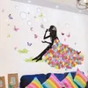 Flower Girl Butterfly Home Decal Fate Adesivi murali Camera da letto Divano Sfondo Decor Ragazze Lady finestra della stanza DIY art248a