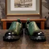 Casual skor mogna framgångsrika mäns tjocka ensamkohudslip på derby handgjorda andningsbara avancerade brittiska gröna oxfords man