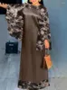 Casual Jurken VONDA Vrouwen Boheemse Jurk 2024 Gedrukt Sexy Lange Mouwen Satijn Patchwork Vestidos A-lijn Gewaad Party Zonnejurk Oversized