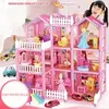 Kids Toy Simulation Doll House Villa Set Pretend Play Assembly Toys Princess Castle Bedroom Girls Gift For Children 240304