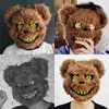 Máscaras de diseñador Máscara de cosplay de conejo sangriento de Halloween para hombres y mujeres Máscaras de cubierta de cabeza de oso malvado Accesorios de disfraces de fiesta de cosplay Accesorios para sombreros