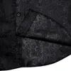 남성 긴 소매 검은 페이즐리 실크 드레스 셔츠 캐주얼 턱시도 소셜 셔츠 고급 디자이너 남성 의류 240301