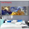 Målningar Wangart Abstract Colors Unreal Canvas Poster Blue Landscape Wall Art målning vardagsrum Vägg hängande läge qyluii Packi275U