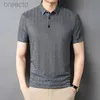 Men's Polos Business Casual Short Sleeve Plaid Polo Shirts Korean Clothing Summer New Fashion Vintage Smooth Basic ldd240312