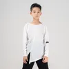 Palco desgaste roupas de dança latina para meninos branco preto bat manga tops calças smaba dança desempenho crianças prática terno dl11606