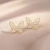 Stud Earrings Austyn Fashion Jewelry 14K Real Gold Plated Zircon Hollow Butterfly Sweet Girl Women's Daily Accessories