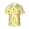 Men's Casual Shirts Lemon Slice Print Vacation Shirt Digital Art Hawaii Men Retro Blouses Short-Sleeve Fashion Custom DIY Clothing