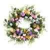 Couronne de fleurs décoratives en forme d'œuf de pâques, 45cm, porte pour maison à ressort avant