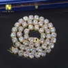 Große Tenniskette Hip Hop 925 Silber Schmuck Gra Moissanit Diamant Tennis Halskette 10mm Armbänder für Rapper