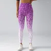 Aktywne spodnie cyfrowe wydrukowane fitness z lampartową drukiem jogi płynne sporty gradientu z wysokim poziomem dla kobiet