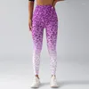 Pantaloni attivi Fitness stampato digitale con stampa leopardata Yoga senza cuciture a vita alta con gradiente sportivo per le donne