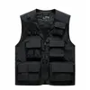 Mäns västar 2024 Summer Men Tactical Vest Coat Casual Pographer Waistcoat Mesh Work ärmlös jacka ridverktygsficka