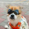 개 의류 조절 식 안경 쇠고기 고글 세트 작은 품종 개를위한 끈 바람 방전 자외선 선글라스 끈 야외