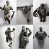 Decoratieve Objecten Beeldjes 3D Door Muur Figuur Sculptuur Hars Galvaniseren Imitatie Koper Abstract Woonkamer Decoratio242O