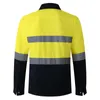 HI Vis Shirt Cotton Work Safety Workwear With Reflective Tape Long Sleeve 240311