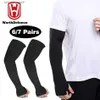 Skyddande ärmar Worth Defence 6/7 Par Compression Arm Sleeve Cuff Sun UV Protection Cover Men Women Mangas Arm Warmers Summer Running Cycling L240312