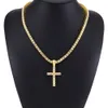 Pendentif croix cloutée Hip Hop, collier de chaîne cubaine, chaîne de tennis en diamant à une seule rangée, accessoire tendance