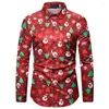 Casual overhemden voor heren Kerstshirt voor heren Sneeuwpop Grafische modeblouse met lange mouwen Grappig Button Down Party