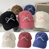 Visors Bow Embroidery Baseball Caps Simple Sports Adjustable Visor Cap Spring Summer Washed Cotton Sun Hat Outdoor