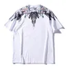 고딕 양질의 남성 여성 Br MB 패션 브랜드 컬러 흑백 뱀 물 낙하 날개 깃털 애호가들은 불꽃 힙합 단락 마르셀로스 티셔츠를 입는다