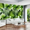 Papier peint Mural 3D personnalisé forêt tropicale humide feuilles de bananier Po peintures murales salon Restaurant café toile de fond papier peint Murals1255R