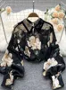 Blouses Femme Chemises Printemps Automne Puff Sle Chemises Blouse Femmes Floral Long Sle Revers Boutons Chemises Vintage Blouses Élégantes Tops Fe GD631L24312